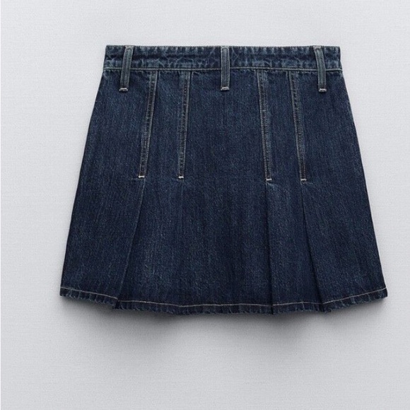ZARA  Pleated Mini Denim Skirt size extra small - Picture 5 of 11